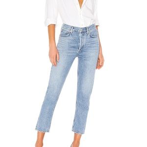 AGOLDE NWT Riley High Rise Straight Crop Jeans in Blur size 24 Sold